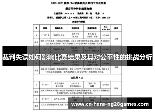 裁判失误如何影响比赛结果及其对公平性的挑战分析